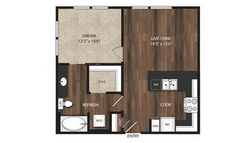 Main Street Flats Apartments Phase II 1x1 N Floor Plan